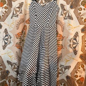 Vixen by Micheline Pitt Black and White Striped Babydoll Dress